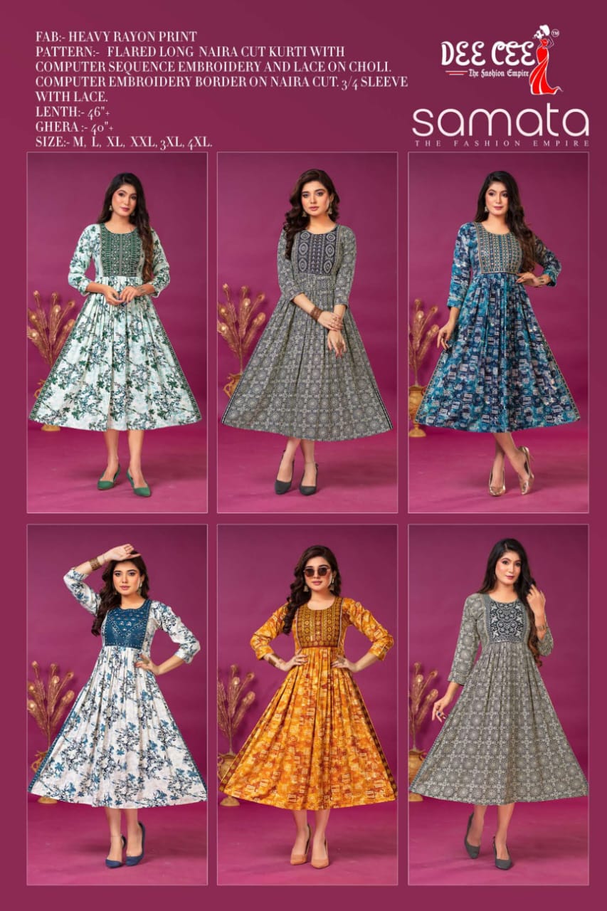 Dee Cee Samata Rayon Printed Kurtis Catalog
